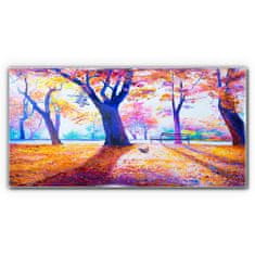 COLORAY.CZ Obraz na skle Park strom listy podzim 120x60 cm