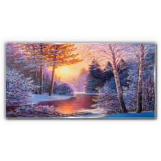 COLORAY.CZ Obraz na skle Snow River Sunset River 100x50 cm