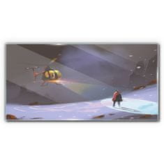 COLORAY.CZ Obraz na skle Hory Snow Helicopter 120x60 cm