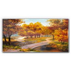 COLORAY.CZ Obraz na skle Park Stromy podzimní listí 120x60 cm