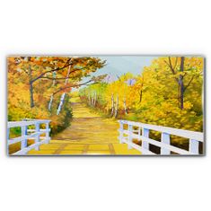 COLORAY.CZ Obraz na skle Bridge Forest podzim 120x60 cm