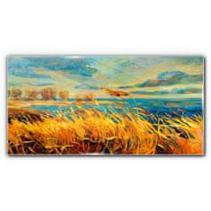 COLORAY.CZ Obraz na skle Pole Sky Sea Stromy 100x50 cm