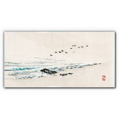 COLORAY.CZ Obraz na skle Beach Sea Birds 100x50 cm