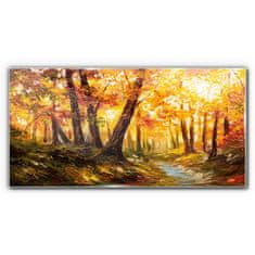 COLORAY.CZ Obraz na skle Podzimní Lesní listy přírody 120x60 cm