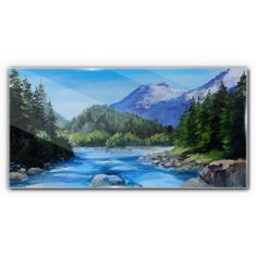 COLORAY.CZ Obraz na skle Hory Forest River Příroda 120x60 cm