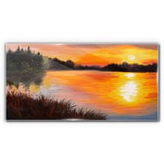 COLORAY.CZ Obraz na skle Lake Forest Sunset 120x60 cm