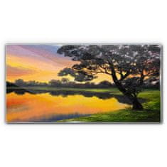 COLORAY.CZ Obraz na skle Lake Forest Sunset 120x60 cm