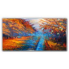 COLORAY.CZ Obraz na skle Park Stromy podzimní listí 140x70 cm