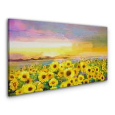 COLORAY.CZ Obraz na plátně Západ slunce žluté květy 120x60 cm