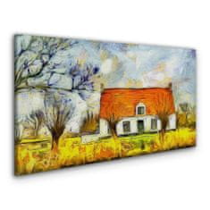 COLORAY.CZ Obraz na plátně Abstrakce vesnice dům strom 100x50 cm