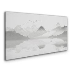 COLORAY.CZ Obraz na plátně Abstrakce Jezero hory ptáků 100x50 cm