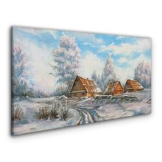 COLORAY.CZ Obraz na plátně Zimní chata strom volně žijících živočichů 120x60 cm