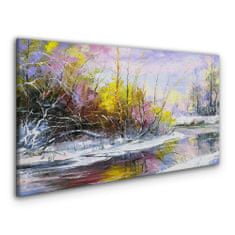 COLORAY.CZ Obraz na plátně Zimní strom řeka volně žijících živočichů 120x60 cm