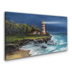 COLORAY.CZ Obraz na plátně Lighthouse pobřeží vlny 120x60 cm