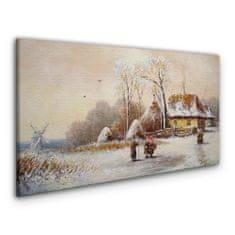 COLORAY.CZ Obraz na plátně Zimní vesnice Snow Strom 100x50 cm