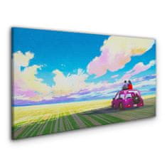 COLORAY.CZ Obraz na plátně Meadow Auto Sky pár 100x50 cm