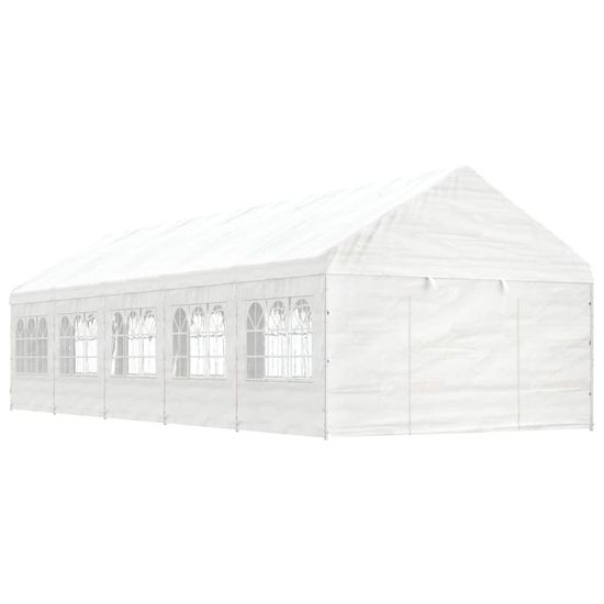 Greatstore Altán se střechou bílý 11,15 x 4,08 x 3,22 m polyethylen