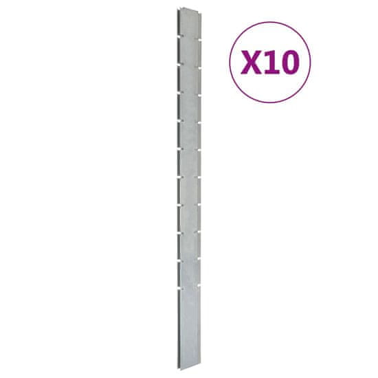 Greatstore Plotové sloupky 10 ks stříbrné 260 cm pozinkovaná ocel