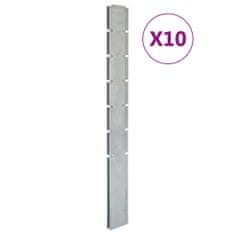 Vidaxl Plotové sloupky 10 ks stříbrné 180 cm pozinkovaná ocel