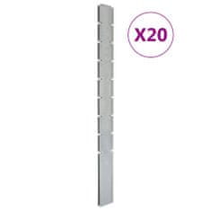 Vidaxl Plotové sloupky 20 ks stříbrné 220 cm pozinkovaná ocel