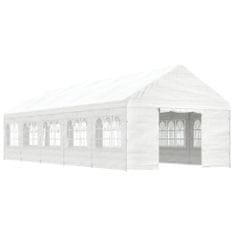 Greatstore Altán se střechou bílý 11,15 x 4,08 x 3,22 m polyethylen