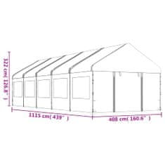 Greatstore Altán se střechou bílý 11,15 x 4,08 x 3,22 m polyethylen