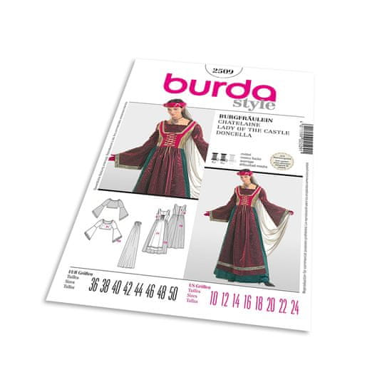 Burda Střih Burda 2509 - Středověké šaty, klobouk se závojem