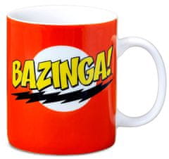 CurePink Bílý keramický hrnek Big Bang Theory|Teorie velkého třesku: Bazinga! (objem 300 ml)