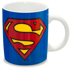 CurePink Keramický hrnek DC Comics|Superman: Logo (objem 300 ml) bílý