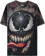 CurePink Pánské tričko Marvel|Venom: Obličej & boj (M) černá bavlna