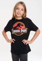 CurePink Dětské tričko Jurassic Park|Jurský park: Organic (164-176 cm) černá bavlna