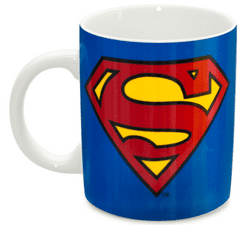 CurePink Keramický hrnek DC Comics|Superman: Logo (objem 300 ml) bílý