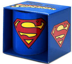 CurePink Keramický hrnek DC Comics|Superman: Logo (objem 300 ml) bílý