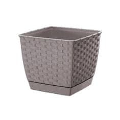 Prosperplast květináč RATOLLA SQUARE 19x19x15,9cm BÉŽ tm. (7529U) s miskou