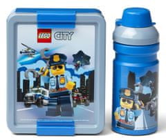 STREFA Box svačinový 20x17,3x7,1cm + láhev 390ml,PP+ silikon LEGO CITY sada 2díl.ná