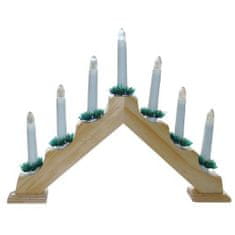 M.A.T. Group Dřevěný vánoční svícen, elektrický 7 svíček, jehlan