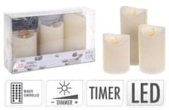 STREFA Svíčka LED PLAMEN,dálkové ovládání,stmívání,časovač, barva slonovinová kost (3ks)
