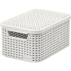 Curver Košík RATTAN plastový krémový 29x20x14cm (S) s víkem