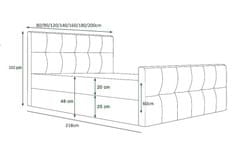 Veneti Boxspringová manželská postel VASILISA COMFORT 3 - 140x200, šedá