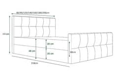 Veneti Boxspringová manželská postel VASILISA 3 - 180x200, světle hnědá