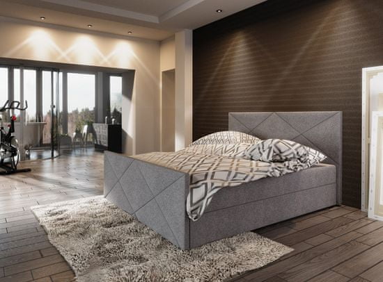 Veneti Boxspringová manželská postel VASILISA COMFORT 4 - 180x200, šedá