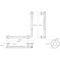 SAPHO Madlo lomené 90° s protiskluzem LEVÉ, nerez lesk XR510 - Sapho