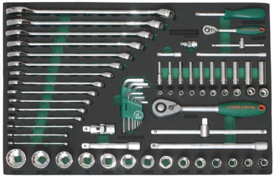 Jonnesway Modul - palcová gola sada 1/4" a 1/2", očkoploché klíče, 69 ks - S05H4269SV