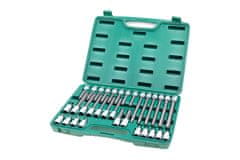 Jonnesway Hlavice 1/2” TORX, vel. T20-T70, krátké a prodloužené, sada 32 ks - S07H4932S