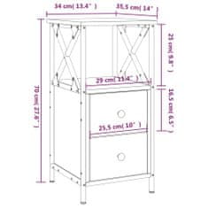 Vidaxl Noční stolky 2 ks hnědý dub 34 x 35,5 x 70 cm kompozitní dřevo