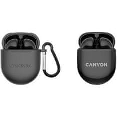 Canyon TWS-6 BT sluchátka s mikrofonem, BT V5.3 JL 6976D4, pouzdro 400mAh+30mAh až 22h, černá