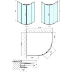 POLYSAN EASY čtvrtkruhová sprchová zástěna 900x800mm, L/R, čiré sklo EL2815 - Polysan