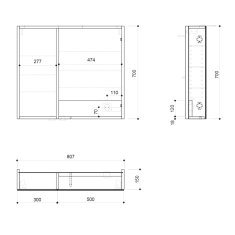 SAPHO LINEX galerka s LED osvětlením, 80x70x15cm, bílá LX080-0030 - Sapho