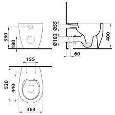 ISVEA SENTIMENTI stojící WC Rimless, 36x52 cm, bílá 10SM10004SV - Isvea