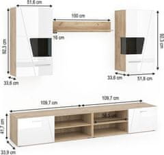 FORLIVING Obývací stěna Montana dub artisan / bílá